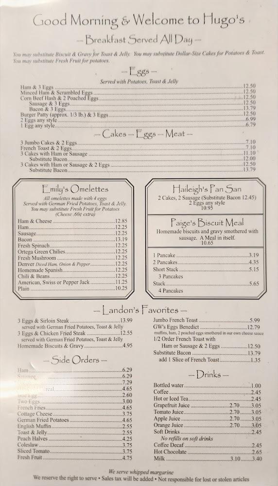 Hugo's Family Restaurant Menu image 2