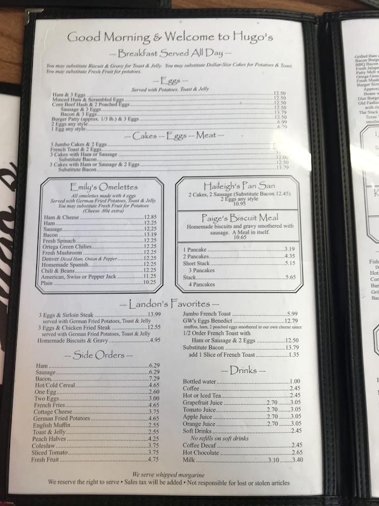 Hugo's Family Restaurant Menu image 3